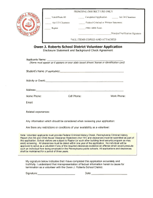 Background Check Agreement for Volunteers