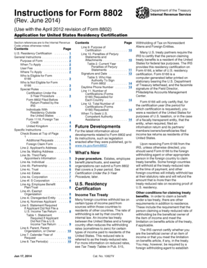 Form 8802 Application for United States Residency Certification
