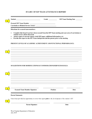 IEP Team Attendance Report