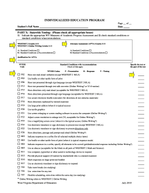 West Virginia Individualized Education Program