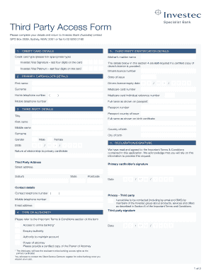 Investec Bank Third Party Access Form