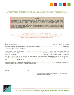 ATTESTATION D’OBTENTION D’UNE QUALIFICATION PROFESSIONNELLE