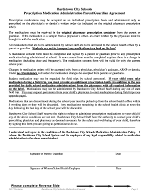 Bardstown City Schools Medication Consent Form