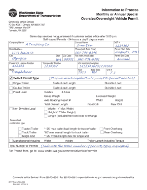 Washington State Oversize Overweight Vehicle Permit