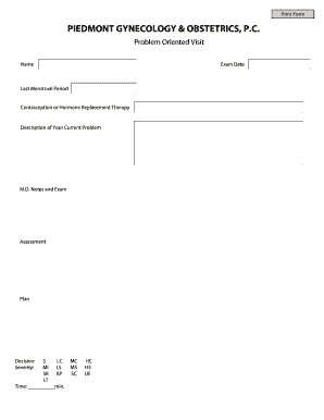 Gynecology Problem Oriented Visit Form