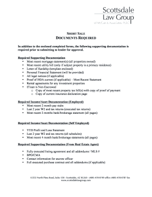 Short Sale Certification and Authorization Form
