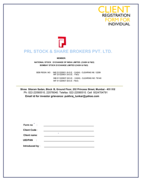 Client Registration Form for Stock Broker