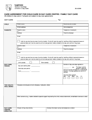Child Care Day Care Agreement