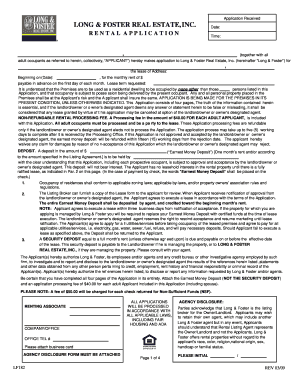 Long & Foster Rental Application