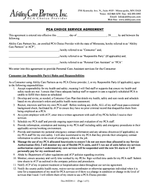 PCA Choice Service Agreement
