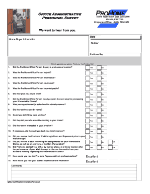 ProHome Office Personnel Survey