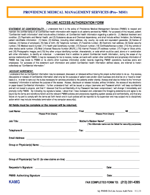 Providence Medical Online Access Authorization Form