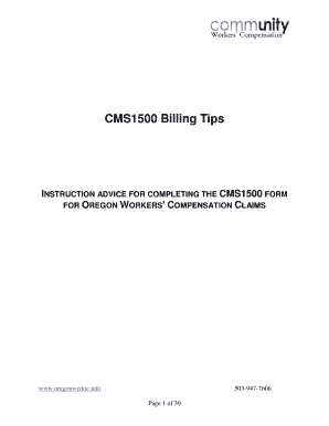 CMS1500 Billing Tips for Oregon Workers' Compensation