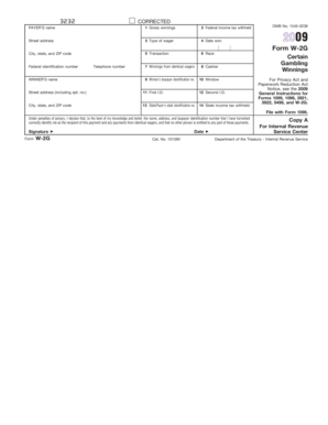 Form W-2G Gambling Winnings Report