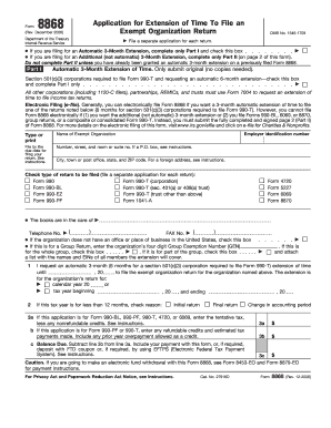 IRS Form 8868 Application for Extension of Time To File