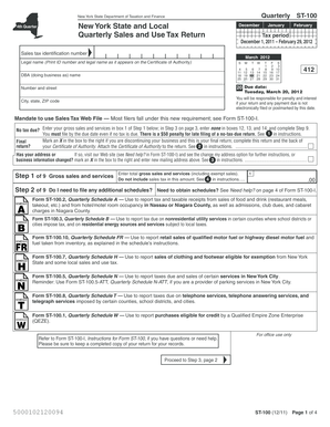 New York State Quarterly Sales and Use Tax Return