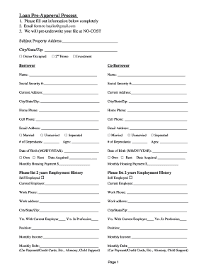 Loan Pre-Approval Application Form