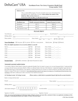New Jersey Carpenters Health Fund DeltaCare USA Enrollment Form