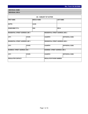Form U6 Disclosure Reporting