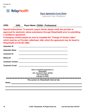 CIGNA Electronic Remittance Advice Registration Form