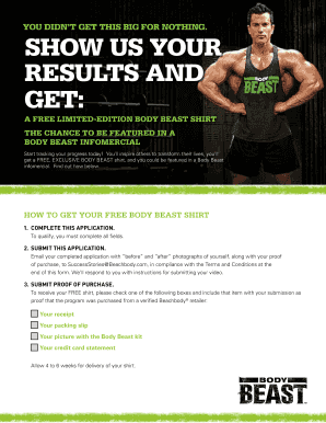 Body Beast Shirt Application Form