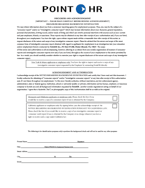Background Investigation Disclosure and Acknowledgment