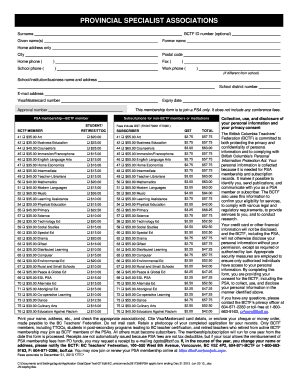 BCTF PSA Membership Application Form
