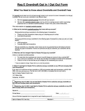 Reg E Overdraft Opt In/Out Form
