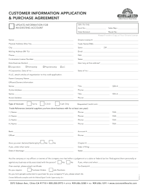 Customer Information Application & Purchase Agreement