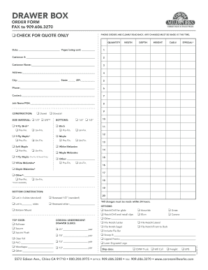 Drawer Box Order Form