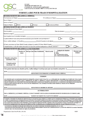 FORMULAIRE POUR FRAIS D'HOSPITALISATION