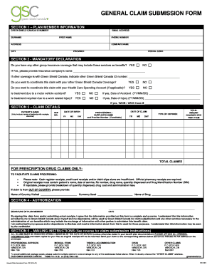 Green Shield Canada General Claim Submission Form