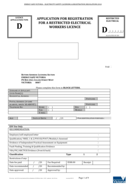 Application for Restricted Electrical Worker's Licence