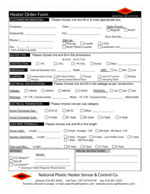 Heater Order Form