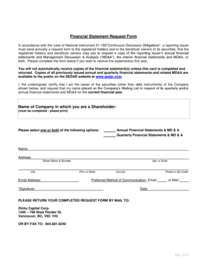 Financial Statement Request Form