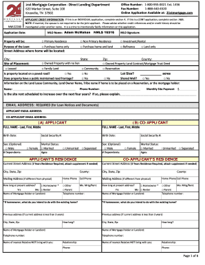 21st Mortgage Corporation Loan Application