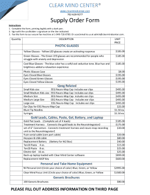 Order form excel template - clear mind center reviews