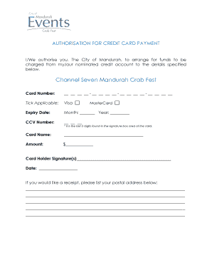 Credit Card Payment Authorization Form