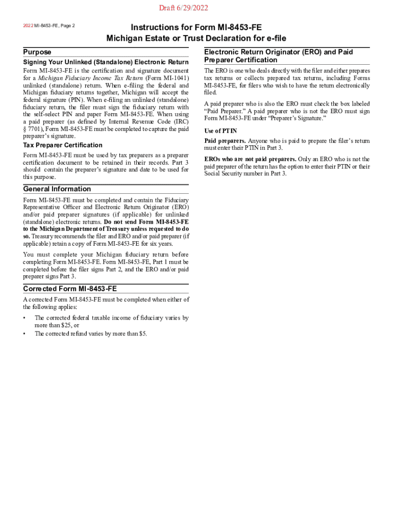 Fillable Online About Form 8453-FE, U.S. Estate or Trust Declaration for ... Fax Email Print ...