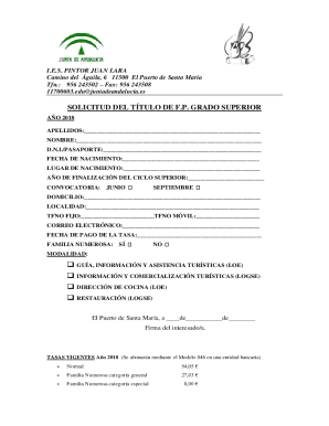 SOLICITUD DEL TTULO DE F.P. GRADO SUPERIOR