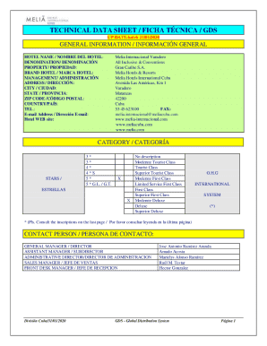 Gds technical sheet - meli santiago de cuba