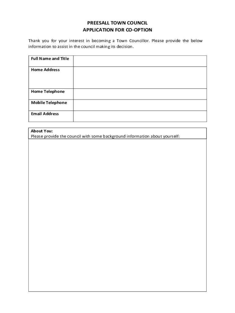 Fillable Online PTC CO OPTION Application Form Fax Email Print 