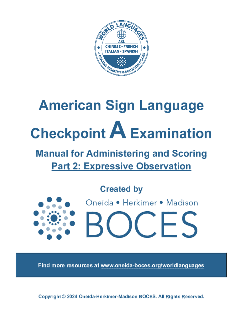 ASL Manual for Administration and Scoring Checkpoint A - Part 2 Preview on Page 1