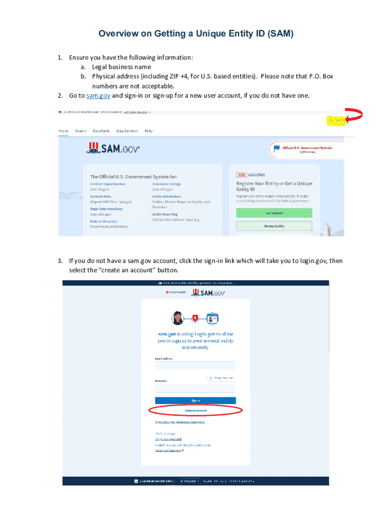 Fillable online overview on getting a unique entity id sam fax email