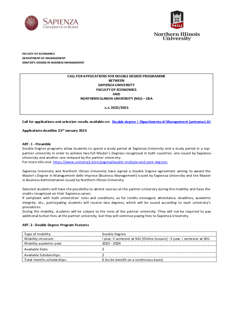 Fillable Online web uniroma1 Master's Degree in Economy, Management and ...