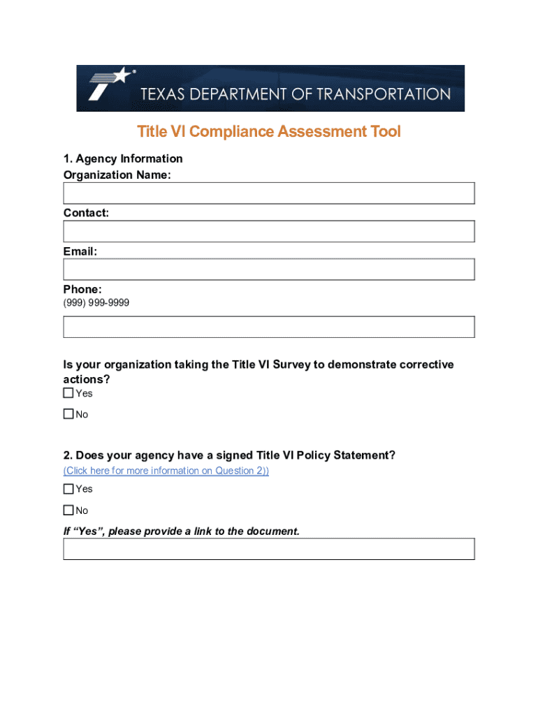 Title VI Compliance Assessment Tool Preview on Page 1