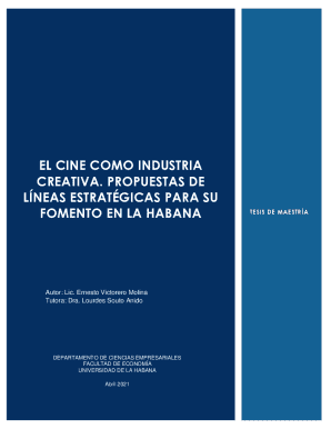 El cine como industria creativa. propuestas de lneas estratgicas para su fomento en la habana. tesis de maestra
