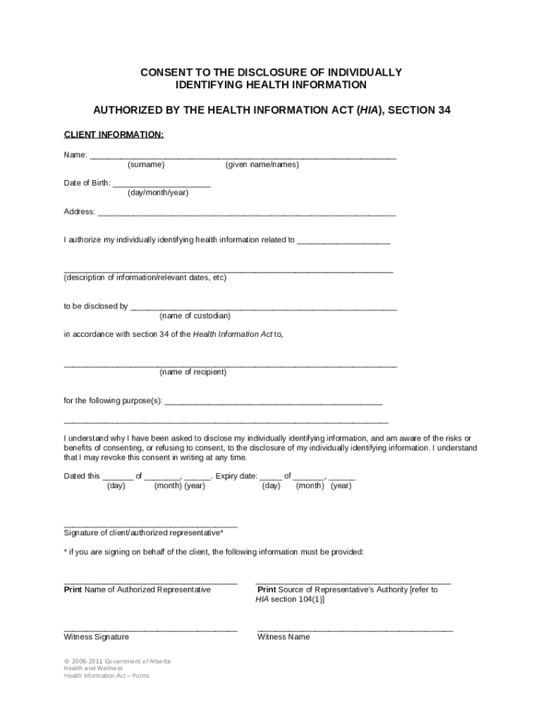 CONSENT TO THE DISCLOSURE OF INDIVIDUALLY Preview on Page 1