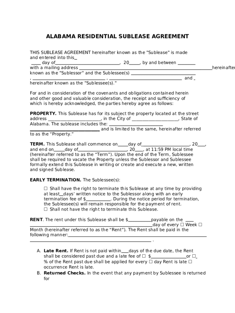 Free Alabama Rental Lease Agreement Templates (6)PDF Doc Template