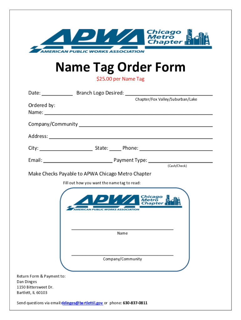 Fillable Online PCCbranded name tag order formPrint Center at PCC Fax